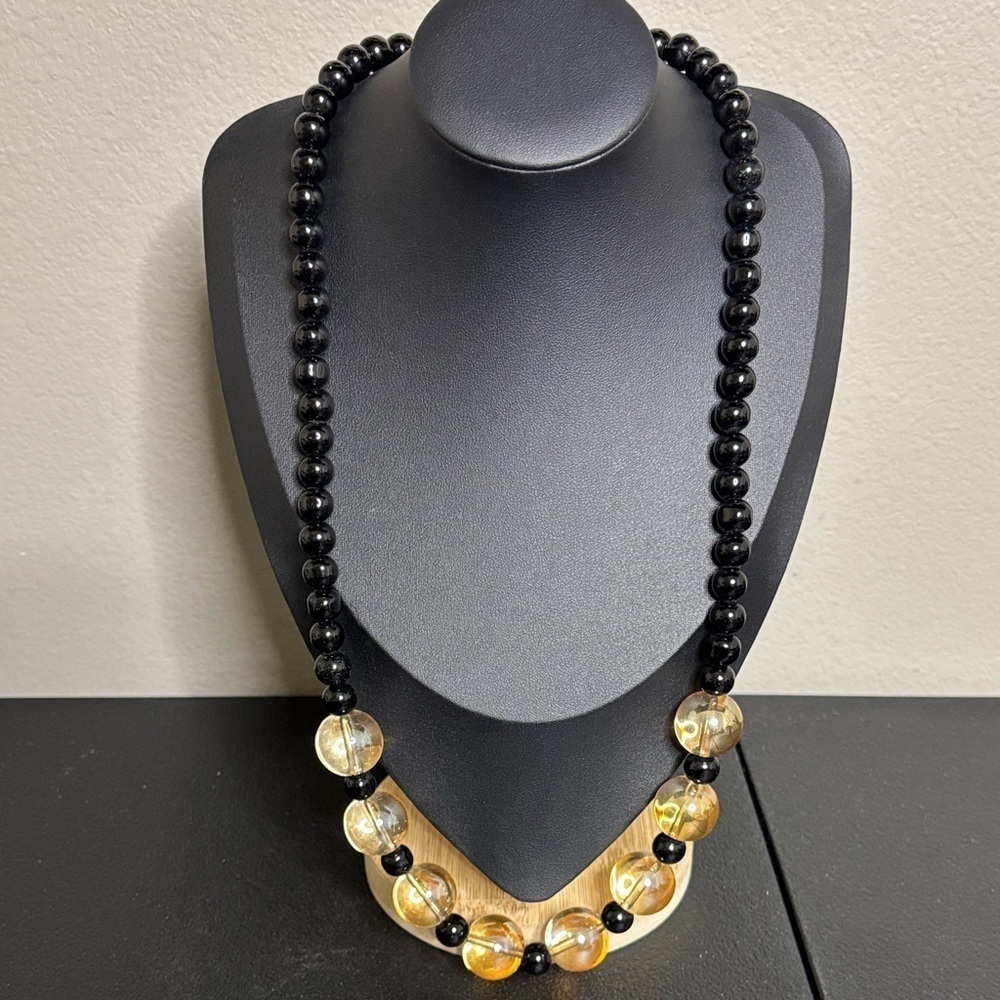 Natural Spinel & Golden Rutile Quartz Round Shape Beads Necklace Vintage​